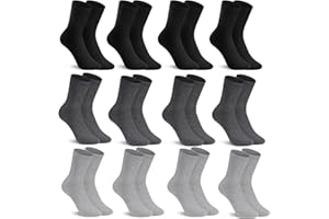 L&K-II 12/24 Paires Chaussettes Homme Femme 43-46 39-42 Chaussettes Homme Sportive Loisirs Affaires Coton Respirantes Noir Blanc 92216VA