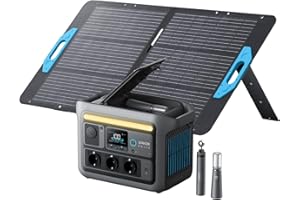 Anker SOLIX C800 Plus Station électrique Portable et Panneau Solaire 100 W, générateur Solaire 1 200 W (1 600 W Max.) et Lampes de Camping, Recharge 58 Min, Batterie LiFePO4 768 Wh, Voyage et Maison