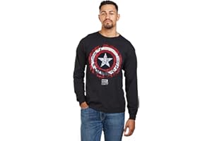 Marvel Capitan America Comic Shield Top Manica Lunga Uomo