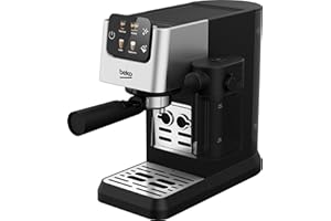 BEKO - Machine Expresso manuelle, buse vapeur et carafe à lait, Noir