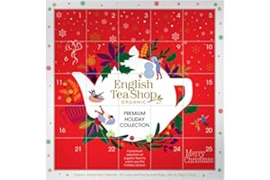 GENERICO English Tea Shop Calendario de Adviento Té navideño orgánico y selección de té de hierbas con imágenes compostables Caja de regalo - 1 x 25 Bolsitas de té (50 gramos)