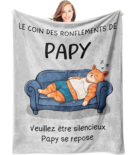 Couverture Humour Homme 'Je Ne Dors Pas Je Repose Mes Yeux' - 130x150 Cm, Polyester Doux, Cadeau Original - 11