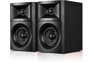 Sanyun SW203 4.0 Computer Speakers - 60W 4-Way DSP Control 3D Immersive Sound - 3" Carbon Fiber Woofer & 20mm Silk Dome Tweeter - 24bit DAC USB/Bluetooth 5.4/AUX - Studio-Grade Audio (Pair, Black)