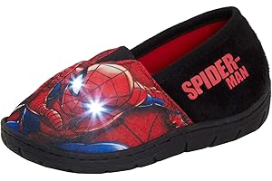 Marvel Spiderman Boys Light Up Flashing LED Slippers Kids Slip On Mules Childrens Indoor House Shoes