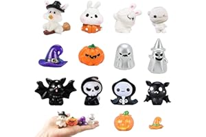 Cemobile 14pcs Ornament in Miniatura di Halloween, Mini figurine di Halloween Set di Ornamenti, Piccole resine in Miniatura di zucca vampiri patini per la Morte Fantasma Decorazioni per Halloween