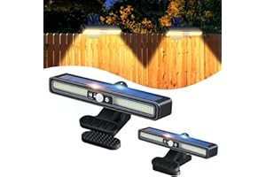PEAKRO Luci Solari da Giardino, 2 pezzi Clip a Faretti Solari LED Esterno con Sensore di Movimento, IP65 Impermeabile 3 Modalità Lampade Solari Luce Calda Illuminazione per Giardino,Patio,Recinzione