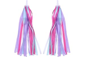 SHULLIN 1 par de Cintas para Manillar de Bicicleta para niños con diseño de serpentinas y borlas para Manillar de Bicicleta, Cintas de Colores para Patinete, Scooter, borlas, Cintas para Manillar