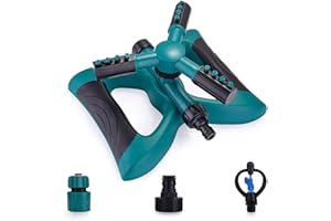 HEREFUN Surhomic Rasensprenger, 360 ° 3-Arm Drehbar Garten Wasser System, Rasensprenger Bewässerungssystem Automatisches DREI-Düsenköpfe Garten Sprinkler System für Rasen, Pflanzen, Blumen, Gemüse