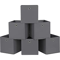Lot De 6 Boîtes De Rangement Pliables SONGMICS – 30 X 30 X 30 Cm, Tissu Noir Avec Poignées, Idéal Placard & Chambre