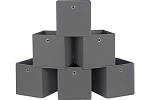 ‎SONGMICS SONGMICS Aufbewahrungsboxen, 6er Set, Stoffboxen, Faltboxen aus Vliesstoff, Würfel, Aufbewahrungskörbe, für Spielzeug und Kleidung, grau RFB02G-3