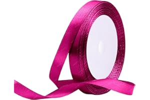 RIBONIES Nastro di raso Rosa Fucsia, 10 mm x 22 Metri Nastri in tessuto solido per confezioni regalo, bouquet di fiori, artigianato e decorazione di feste nuziali