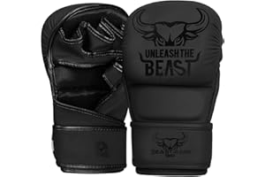 BEAST RAGE MMA Gants pour Hommes et Femmes, Support de Poignet Ajustable, Paume Ouverte, Gants d'arts Martiaux pour Muay Thai, Combat en Cage, Taekwondo