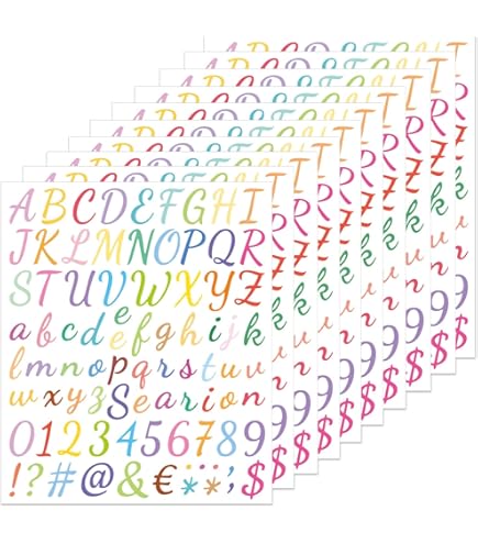 Lot De 12 Feuilles De 912 Autocollants En Vinyle Avec Lettres