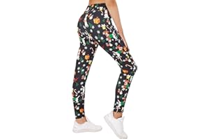 Rave on Friday Femmes Leggins Motif de Noël Pantalon de Yoga Sport Taille Haute Gym Stretchy Élégant Slim Fit Skinny Athletic Workout Running Pantalons Collants S-XL