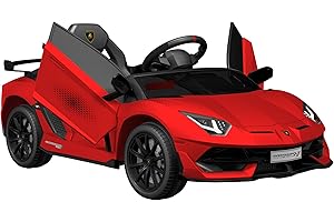 Baroni Toys Lamborghini Baby Car Elettrica 6V con Telecomando Genitori, Suoni, MP3, Retromarcia, Auto per Bambini 1-4 Anni, 100x60x50 cm Rossa