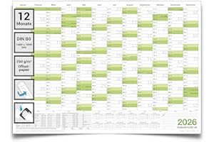 ‎KALENDEROUTLET DIN B0 Wandkalender 2026 abwischbar – XXL Jahresplaner 140x100 cm für Büro, Schule & Zuhause, großer Wandkalender 2026, Jahreskalender, Kalender 2026 deutsch, Planer großformat von Kalenderoutlet