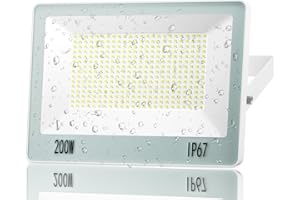 ANNIFUNLY Faretto LED da Esterno 200w 20000lm, Potenti Faretti LED per Esterni 6500k Bianco Freddo con Integrato Driver, IP67 Impermeabile Faro LED per Terrazza, Giardino, Patio, Garage