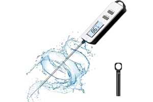 BESTYKS Termometro da Cucina, Digitale a Lettura Istantanea con Sonda Lunga e Display LCD per BBQ Carne Barbecue Vino Latte Olio Dolci Alimenti Griglia Acqua (Batteria Inclusa)