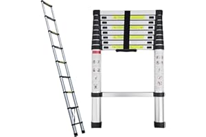 DICN Escalera retráctil telescópica multiusos de aluminio extensible EN131, estándar EN131, 150 kg, carga máxima para la oficina doméstica