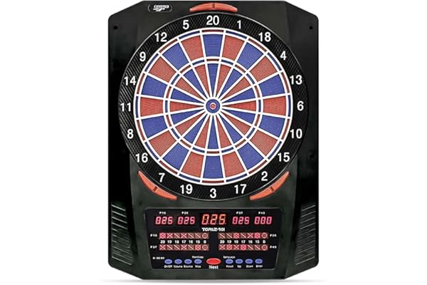 Carromco Topaz-901 Cible électronique Souple, système à 2 Trous, 40 Jeux et 761 Variantes, Cricket, Bloc d'alimentation Inclus