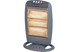 Warmlite WL42005 3 Bar Halogen Heater with Carry Handle, Safety Tip-Over Switch, 1200W, Grey