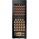 Haier Wine Bank 50 Series 5 HWS56GDG 56 Bottle Wine Bar, 2 Independent Zones, Wooden Shelves, Anti-UV Filter, Anti-Vibration
