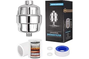 CAMWAY 18-stopniowy filtr prysznicowy Zmiękczacz wody z 2 wymiennymi wkładami do uniwersalnej głowicy prysznicowej usuwanie chloru i chloraminy