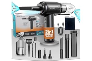 PORTENTUM® 2-in-1 Cordless Vacuum Cleaner and Compressed Air - Battery, 3 Speeds, and LED Light - Vacuum for Car, Keyboard, PC, Home