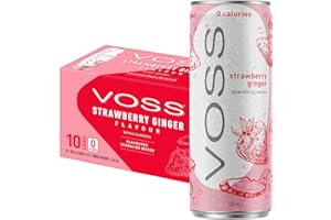 VOSS Flavoured Sparkling Water | Zero Sugar Drink | Zero Calorie | Naturally Sourced Water | 10x 330ml Multipack (Strawberry Ginger)