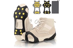 byhsports rutschfeste Eisspikes für Laufen, Anti Rutsch Schuhspikes mit Reflektierenden Absätzen, Grödel Eisspikes für Schuhe und Stiefel, Schnee-und Eiswanderungen