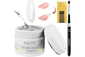 Aokitec Gel Constructor de Uñas - Gel Transparente Duro para Uñas, Gel Fortalecedor de Uñas para Extensión de Uñas, U V Gel Constructor de Uñas para Salón de Uñas