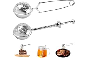 FEMONGY 2 pezzi Infusore per tisane, Filtro te infusione, Infusore con manici telescopici e a spinta, Setaccio per farina - zucchero, farina, spezie, cacao in polvere, Acciaio inossidabile