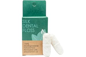 FLON Natural Silk Dental Floss ~ Eco Friendly Biodegradable Plastic Free Natural Floss ~ Peace Silk ~Candelilla Waxed Mint Flavoured (Floss Refills - 30m X 2)