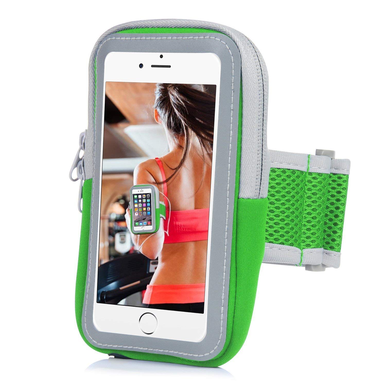 Wearfit Sports Arm Phone Holder for Running : Phone Armband Sleeve Workout Gear Pouch Case Bag for Apple iPhone 5 6 7 7S 8 8S X XS XR & All Smart Phones 5.9 INCH Screens & Under (Green)