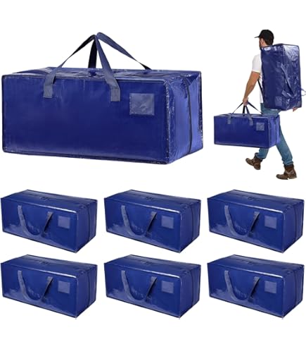 6 Bolsas De Mudanza Extragrandes Con Cremallera - 24 Galones, Negras, Con Asas Y Etiqueta