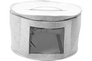 Anlayliay Foldable Hat Box Organizer Round Travel Hat Boxes Storage Bag with Dustproof Zipper Lid - Light Grey, 43 x 26.5 x 26.5 cm