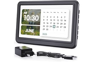 ‎ROCAM ROCAM Wecker Digital, 7" Digitaler Kalender Große Display, Digital Uhr für Senioren mit Datum & Wochentag, 20 Alarmen & Erinnerung, Schwebender Navigation, Auto-DST, 12 Themen, 10 Dimmbar, 6 Sprachen