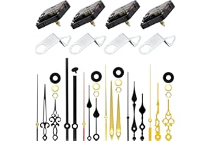 Bailinks 4 pièces Kit de Mécanisme Horloge Murale, Mécanisme d'horloge à Quartz avec 6 Paires différentes d'aiguilles d'horloge pour réparation d'horloge Murale