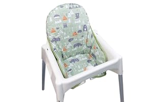 ZARPMA Copri seggiolone cotone per Ikea Antilop , imbottitura in cotone , motivo foresta pieghevole per seggiolone cuscino per sedia per bambini (verde foresta)