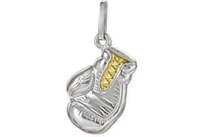 Clever Schmuck Pendentif Gant de Boxe Argent 925 15 mm plaqué or et brillant