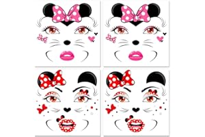 ‎HOWAF HOWAF 4 Bogen Gesichtstattoo Maus Tattoos Face Tattoo, Gesichtstattoo Karneval Halloween Tattoo Gesicht Temporäre Tattoos für Maus Kostüm Mauskostüm, Halloween Karneval Fasching Kostüm