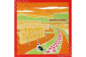 YAMAKO Furoshiki Japanese Wrapping Cloth Towel 50x50cm (Cat Lycoris October)