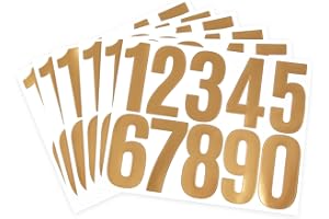 HASWARE Números de buzón: 6 hojas de pegatinas numéricas, impermeables y autoadhesivas para dirección, letrero, puerta(3" dorado 60 piezas)