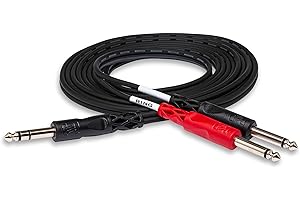 Hosa STP-202, Insert Cable, 1/4 in TRS to Dual 1/4 in TS, 2 m