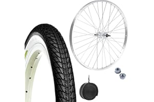 ECOVELO Cerchio Anteriore Ruota 20 x 1.75 in Alluminio + Copertone BiancoNero 20 x 1.75 + Camera d’aria per Bici Epoca Graziella