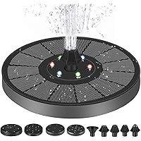 Solar Springbrunnen, 3W Solar Teichpumpe mit LED Solar Panel Wasserpumpe mit 7 Düsen Kit Solar Schwimmender Fontäne…