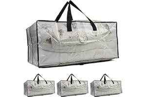 RLXMARTD Extra große 90L Umzugstaschen mit Rucksackgurten (transparent, 4-teilig)