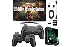 SCRIMEMO Video Games Console, Retro Games Console with 128G, 20000+ Classic Games, 2.4G Wireless Controllers, USB Plug and Play TV Game Stick for Kids Adults (3 Edition)
