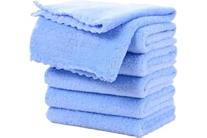 Pfimigh Lot de 6 Débarbouillettes pour Bébé, 25 x 50 CM Débarbouillettes en Molleton de Corail, Débarbouillette Extra Absorbante et Douce pour la Peau Sensible des Nourrissons