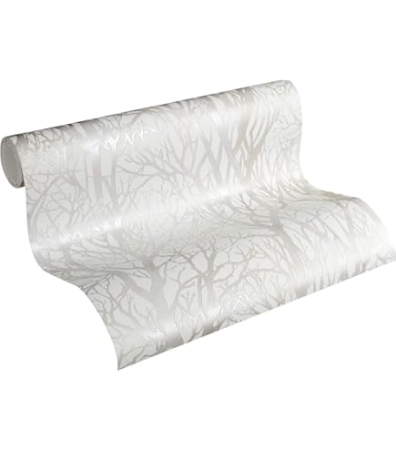 CosmoLiving Papier peint intissé GRAPHIC GROOVE blanc et argenté